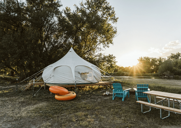 Yurt next to the South Platte river